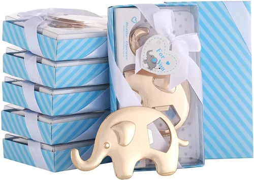 Paquete de 12 abrebotellas para baby shower, recuerdo de fiesta para invitados, abrebotellas con forma de elefante, regalos de baby shower, Azul