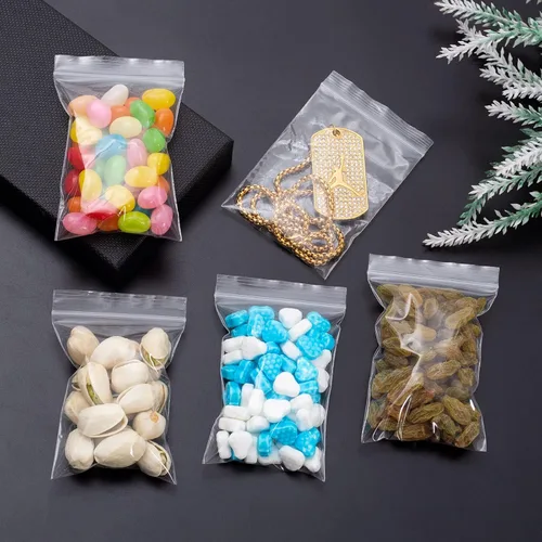 Miniatura 5 de 400 bolsas de plástico pequeñas, 4 tamaños surtidos, mini bolsa con cierre de cremallera, bolsas pequeñas, bolsas transparentes para joyería