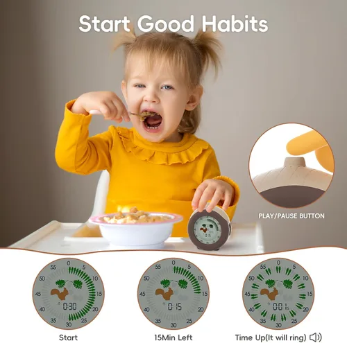 Miniatura 6 de Temporizador visual para niños, temporizador de ardilla de 299 minutos, temporizador digital con función de pausa, reloj y alarma para aula