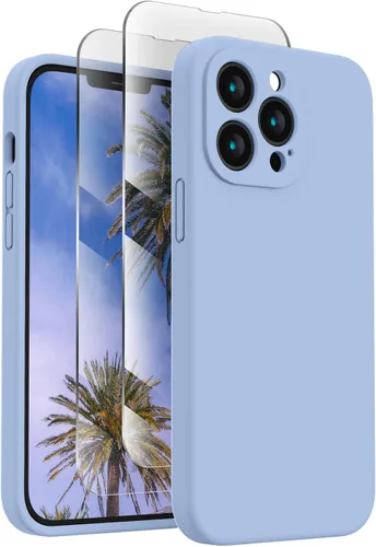 FireNova Funda diseñada para iPhone 13 Pro Max, funda de silicona [protección de cámara] con [2 protectores de pantalla], forro interior de Azul