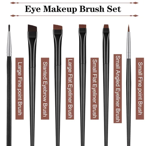 Miniatura 2 de Potchen Juego de 30 brochas delineadoras de ojos de gel, delineador de ojos en ángulo, fina y plana inclinada, herramienta de maquillaje fina