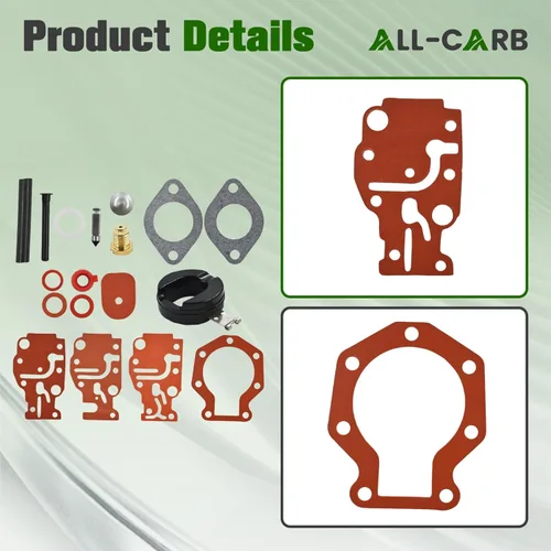 Miniatura 4 de ALL-CARB Kit de reparación de carburador de carbohidratos de repuesto para Johnson Evinrude 439073 431897 18-7219 6 8 9.9 15 20hp
