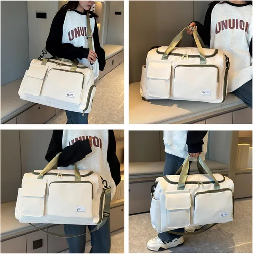 Miniatura 160 de Pequeña bolsa de gimnasio para mujer, bolsa de viaje con compartimento para zapatos