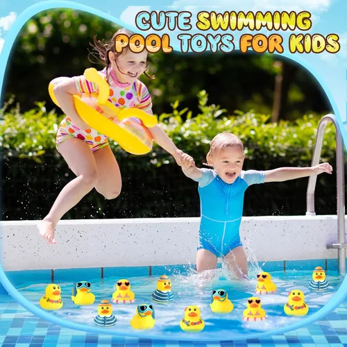 Miniatura 6 de Honoson 36 piezas de patitos de goma de verano a granel, mini pato de goma para baño, tina, patito chirriante lindo para aula, carnaval, verano