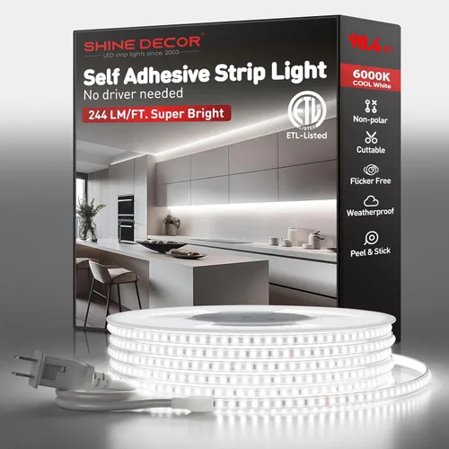 Miniatura 17 de Shine Decor Tira de luz LED súper brillante de 4000LM, Plug & Play de 120V sin controlador, cableado fácil, sin parpadeo, resistente a la intemperie