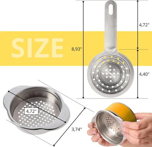 Miniatura 2 de Paquete de 2 coladores universales de latas, colador multiusos de acero inoxidable de grado alimenticio con asa para latas grandes y pequeñas
