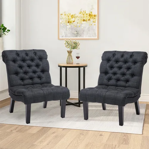 Miniatura 4 de HAOBO Home Silla de acento sin brazos con botones capitoné silla lateral para sala de estar dormitorio Funiture
