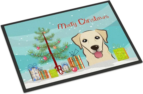 Miniatura 50 de Caroline's Treasures BB1616MAT - Tapete para puerta delantera de árbol de Navidad y sabueso afgano de 18 x 27 pulgadas, para interiores
