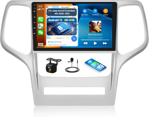 Miniatura 10 de [4+128G] Android 15 Radio de coche estéreo para Jeep Grand Cherokee WK 2008-2013 con Carplay inalámbrico y Android Auto, radio de coche de 9
