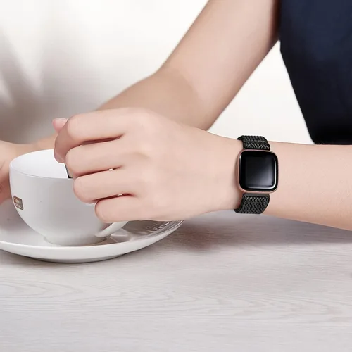 Miniatura 8 de Bandas elásticas compatibles con Fitbit Versa 2 Band para mujeres y hombres, correa deportiva suave ajustable de nailon trenzado transpirable