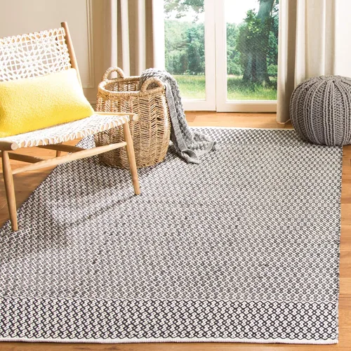 Miniatura 6 de SAFAVIEH Colección Montauk - Alfombra decorativa de 2 pies 3 pulgadas x 4 pies, color marfil y negro, hecha a mano de algodón estilo bohemio rural