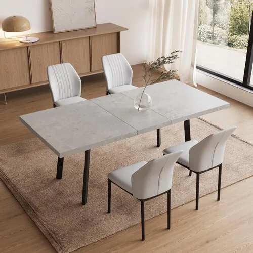 Miniatura 12 de Zerifevni 47.2"- 62.9" Extendable Dining Table Set of 5 Kitchen Table with 4 Dining Chairs, Modern Gray Wood Grain, Waterproof Scratchproof for