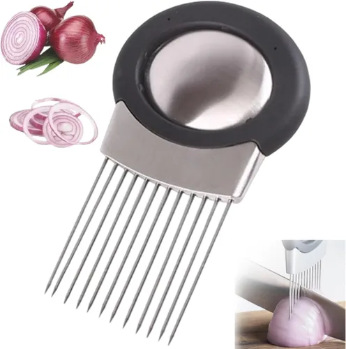 Soporte para rebanadas de cebolla de acero inoxidable 2024, cortador de verduras, cortador de verduras, herramienta auxiliar para rebanar cebolla,