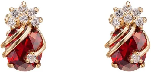 YAZILIND Elegantes pendientes con pasador, de circonita cúbica de varios colores, bañados en oro de 18 quilates.