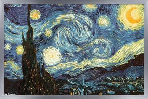 Miniatura 11 de Trends International Póster de pared The Starry Night de Vincent van Gogh, 14.725 x 22.375 pulgadas, versión enmarcada de madera de granero