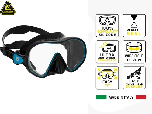 Miniatura 3 de Cressi Máscara de buceo sin marco de lente única y snorkel seco para esnórquel, buceo, F-Dual y Supernova Dry: diseñado en Italia