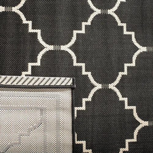 Miniatura 5 de SAFAVIEH Alfombra lavable para exteriores, colección Courtyard de 2.3 x 6.7 pies, color negro y crema, no desprende pelusa y de fácil limpieza