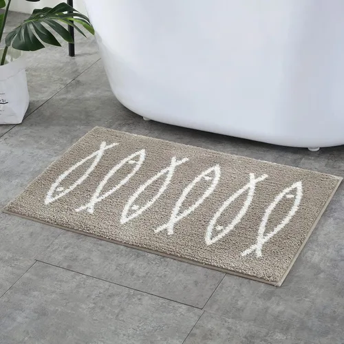 Alfombra de baño gris, ultra suave y absorbente de agua, lavable a máquina, de secado rápido, para bañera y ducha, 18 x 28 pulgadas, diseño de