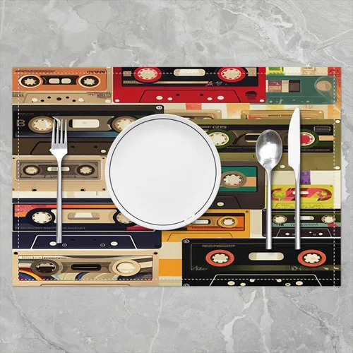 Miniatura 2 de jejeloiu Juego de 4 manteles individuales decorativos de hongos de 18 x 12 pulgadas, manteles individuales de mesa con diseño de hongos de dibujos