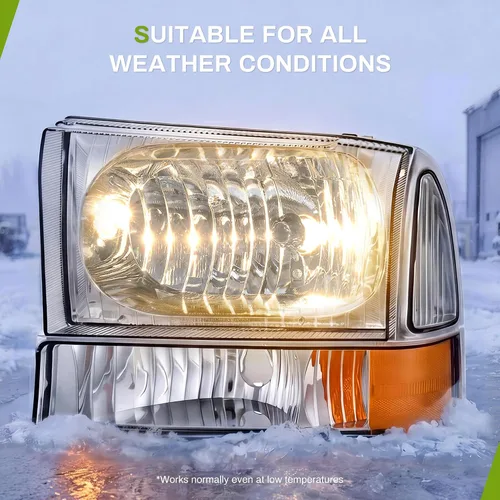 Miniatura 4 de AUTOSAVER88 Juego de focos delanteros compatibles con Ford F250 F350 F450 F550 Super Duty 1999-2004/2000-2004 Ford Excursion, carcasa cromada, lente