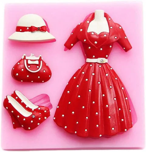 Falda de silicona para mujer, molde de fondant, tacón alto, bolsa de zapatos, sombrero, chocolate, caramelo, princesa, vestido de goma, pasta de
