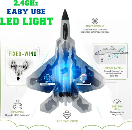Miniatura 6 de Akargol Avión RC Jet Extra con 3 Baterías, Avión de Control Remoto 2025 Regalo de Navidad - Nuevo Modelo de Aviones Luz LED Avión de Combate Juguete
