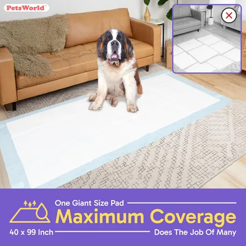 Miniatura 2 de PETSWORLD Almohadillas para orinar de perro de gran tamaño (40 x 99 pulgadas), almohadillas gigantes 4XL para entrenamiento de cachorros
