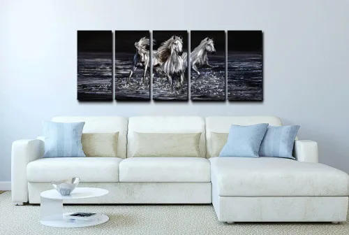 Miniatura 6 de Yihui Arts Arte de pared de metal de caballo hecho a mano, ilustraciones de aluminio modernas 3D animales para sala de estar, dormitorio, decoración