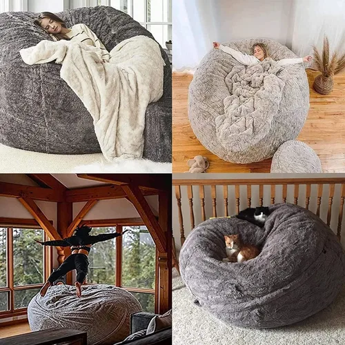 Miniatura 6 de Puf de 7 pies, funda de sofá para silla, lavable de tela de felpa suave de alta calidad, puf para juegos, tumbona gruesa y perezosa, juguetes