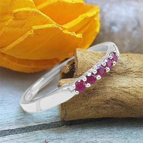 Miniatura 32 de Dazzlingrock Collection Anillo de boda redondo de 5 piedras preciosas o diamantes para mujer en oro macizo de 10 K/14 K/18 K