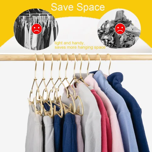 Miniatura 6 de Perchas de metal dorado mate de 16.5 pulgadas de alta calidad, perchas resistentes para faldas, estante de metal para pantalones antideslizantes