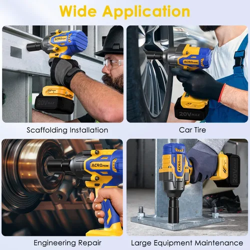 Miniatura 7 de ACROPOW - Llave de impacto inalámbrica compatible con batería DEWALT 20V MAX, 1/2 pulgada, pistola de impacto de alto par sin escobillas de 665