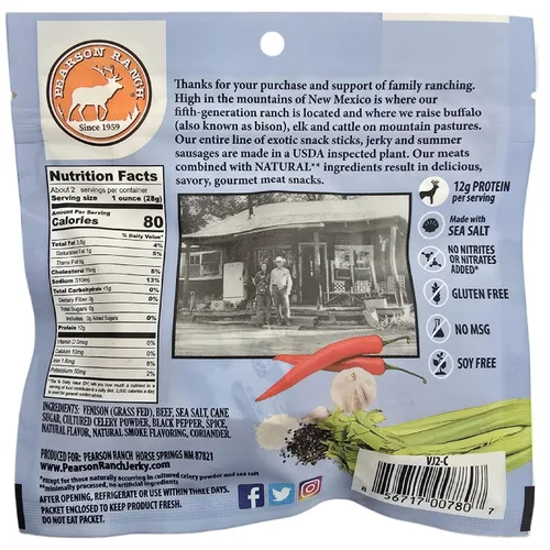Miniatura 4 de Pearson Ranch Wild Grass Fed Game - Paquete variado de 4 bolsas de 2.1 onzas, venado, alce, búfalo y jabalí, sin gluten, sin MSG, apto para paleo