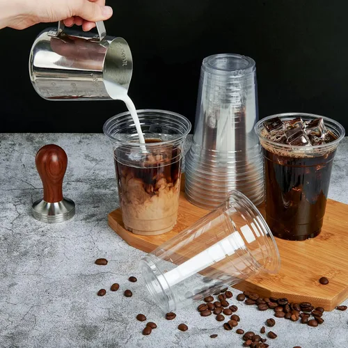 Miniatura 3 de Lilymicky 90 juegos de vasos de plástico transparente de 16 onzas con tapas de cúpula, vasos de plástico desechables de 16 onzas para café helado