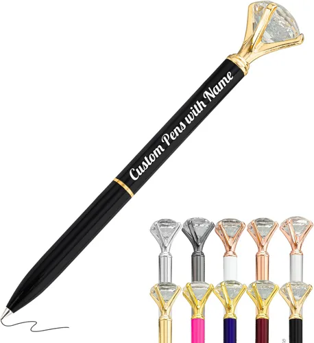 Miniatura 33 de Hasta 100 bolígrafos de diamante personalizados a granel con nombre, bolígrafo de impresión personalizada con logotipo de negocios grabado, mensaje