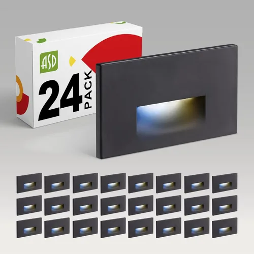 Miniatura 40 de ASD LED Luminaria de Escalera Empotrada, Iluminación de Pasada al Aire Libre del Atardecer al Amanecer 3CCT, Sensor de Movimiento, Fotocélula