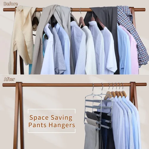 Miniatura 2 de TOPIA HANGER Perchas para pantalones que ahorran espacio, paquete de 3 organizadores de pantalones con brazo oscilante para armario, organizador