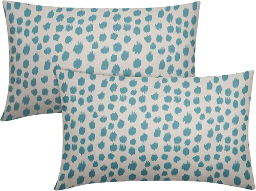 Miniatura 113 de Fundas de almohada marrón y blancas de 18 x 18 pulgadas, juego de 2 almohadas boho grises con lunares, fundas de almohada modernas estampadas