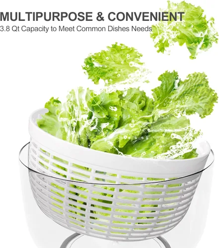 Miniatura 5 de Smile mom Centrifugadora de Ensalada Pequeña Centrifugadora de Lechuga Accesorios de Cocina Lavadora de Verduras, Alta Eficiencia para Cocina