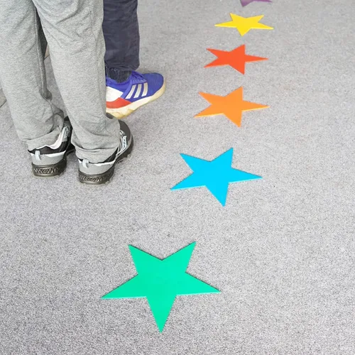 Miniatura 5 de 12 marcadores direccionales antideslizantes para entrenamiento de agilidad, actividades en el aula de niños, gimnasio, deporte, hogar (estrella)
