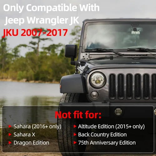 Miniatura 2 de AggAuto Insertos para Parrilla Compatibles con Jeep Wrangler JK JKU 2007 2008 2009 2010 2011 2012 2013 2014 2015 2016 2017, Accesorios de Cobertura