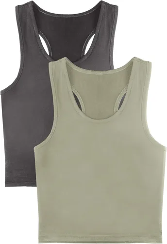 Miniatura 4 de Boao 2 Pieces Crop Tank Top Basic Sleeveless Crop Top Workout Racerback Cropped Tank Sports Top for Women