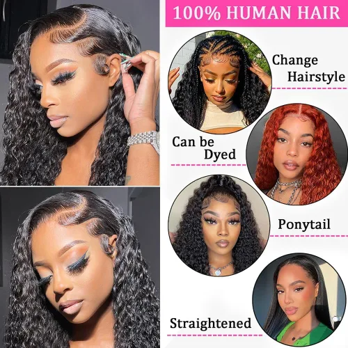 Miniatura 6 de Pelucas de cabello humano rizado con encaje frontal de 13 x 6 pulgadas, pelucas de cabello humano brasileño rizado para mujeres, densidad del 200 %