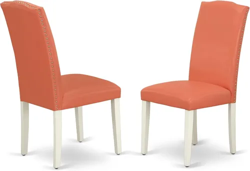 Miniatura 17 de East West Furniture ENP1T69 Encinal Parson - Juego de 2 sillas acolchadas de piel sintética negra con ribete de clavo, color negro