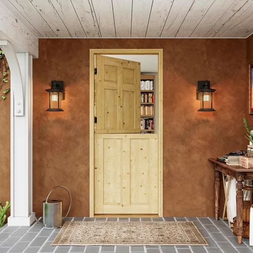 Miniatura 29 de Tablero de Puerta Holandesa para Interior y Exterior, 36" x 80", Universal 4 Lite Vidrio Templado Transparente Puerta Individual Dividida, Puerta