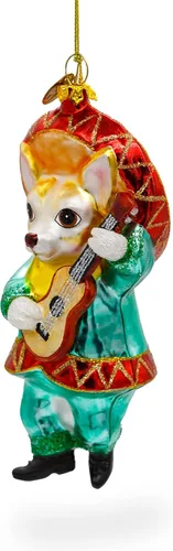 Miniatura 2 de Perro Chihuahua con sombrero tocando guitarra soplado adorno de Navidad