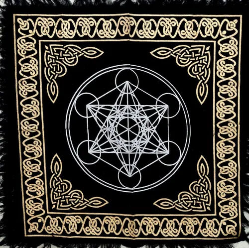 Miniatura 16 de CRAFT KALA Tela de altar planetas espirituales, estrellas rituales y galaxia, hermoso sistema solar, sistema solar, oro y plata, 24 x 24 pulgadas