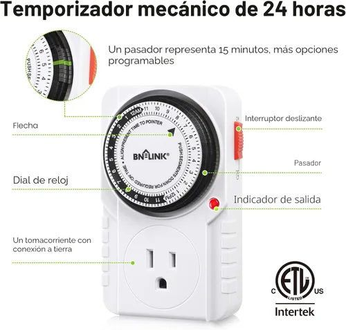 Miniatura 2 de Temporizador mecánico empotrado, con enchufe de 24 horas Century.