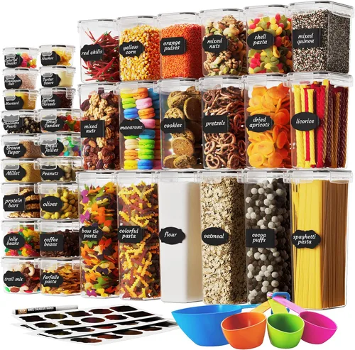 Chef's Path - Juego de recipientes herméticos para almacenamiento de alimentos con tapas - Paquete de variedad superior de 36 para organización de