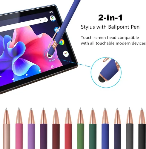 Miniatura 2 de Kingluu 12 bolígrafos personalizados con punta de lápiz capacitivo, grabado gratis, tinta negra, bolígrafo personalizado con tu nombre, logotipo